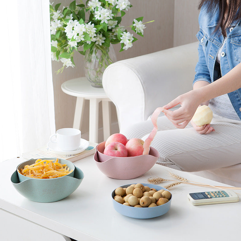 Wheat Straw Fruit Tray and Snack Bowl Set for Home