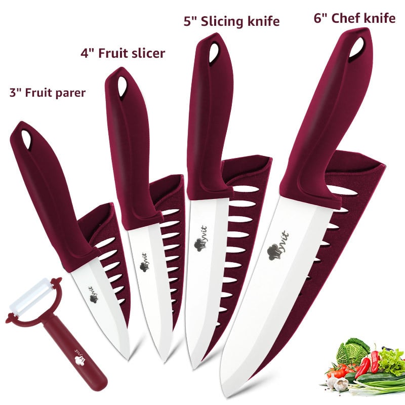 Five-Piece Standable White Zirconia Ceramic Knife Set