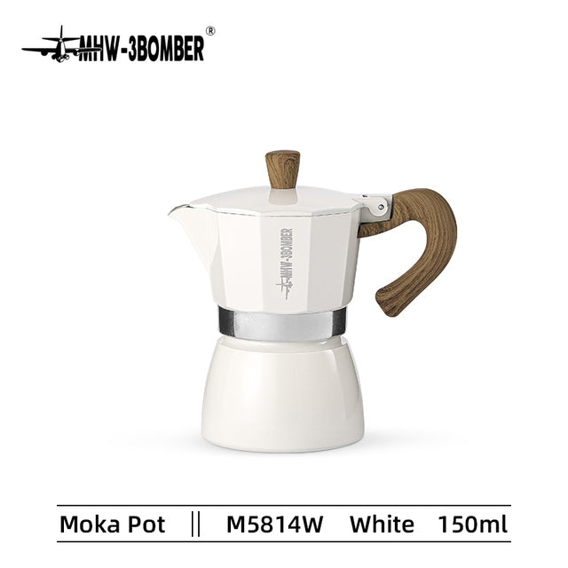 Cafetera Moka con Mango de Madera Vintage para Café Italiano y Cubano