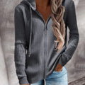 Women's Casual Hooded Zipper Cardigan Sweater