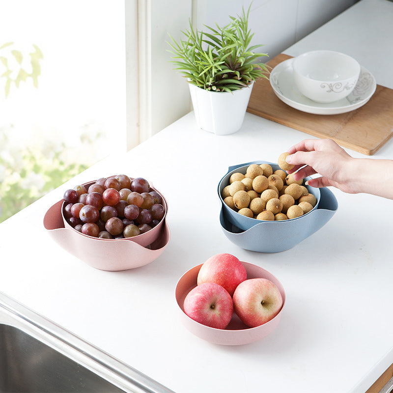 Wheat Straw Fruit Tray and Snack Bowl Set for Home