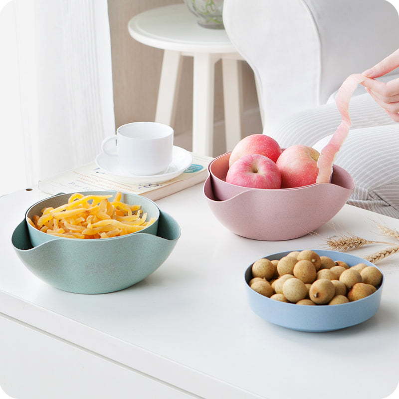 Wheat Straw Fruit Tray and Snack Bowl Set for Home